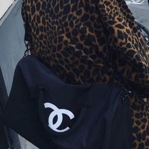 Authentic CC Logo Travel Gym Duffle Nylon Bag Large Vip Gift